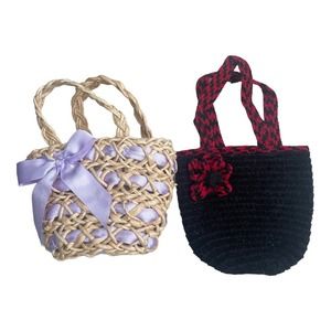 Girl's Spring Easter Flower Girl Basket Handbags Purse Set of 2